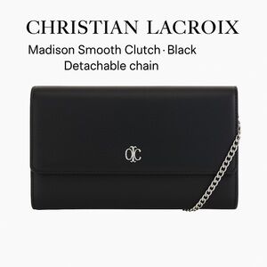 Christian Lacroix Madison Smooth Clutch Black Detachable Chain